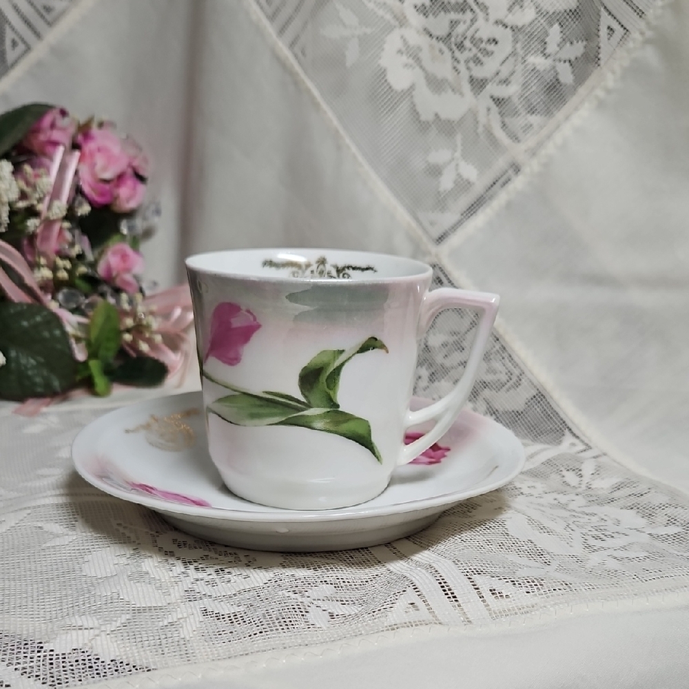 Floral Porcelain Cup and Saucer Set